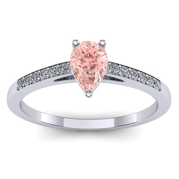 Inel logodna cu diamant de laborator roz lacrima