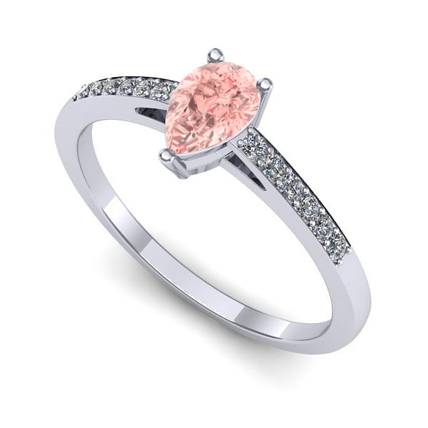 Inel din aur alb cu diamant de laborator roz