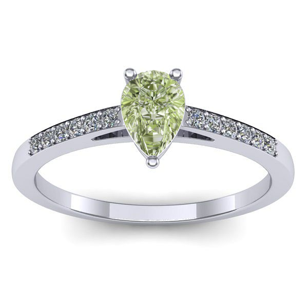 Inel cu diamant de laborator verde lacrima