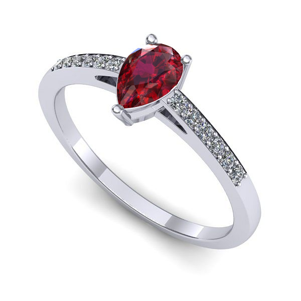 Inel din aur alb cu rubin