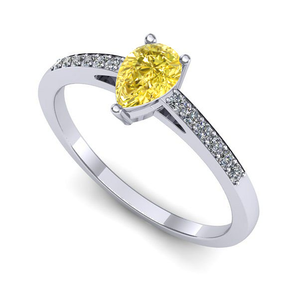 Inel din aur alb cu safir galben