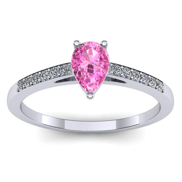 Inel logodna cu safir roz lacrima