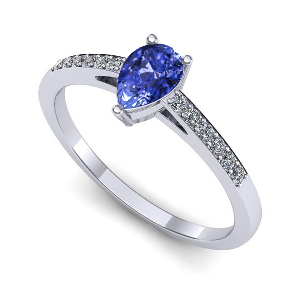 Inel de logodna din aur alb cu tanzanit