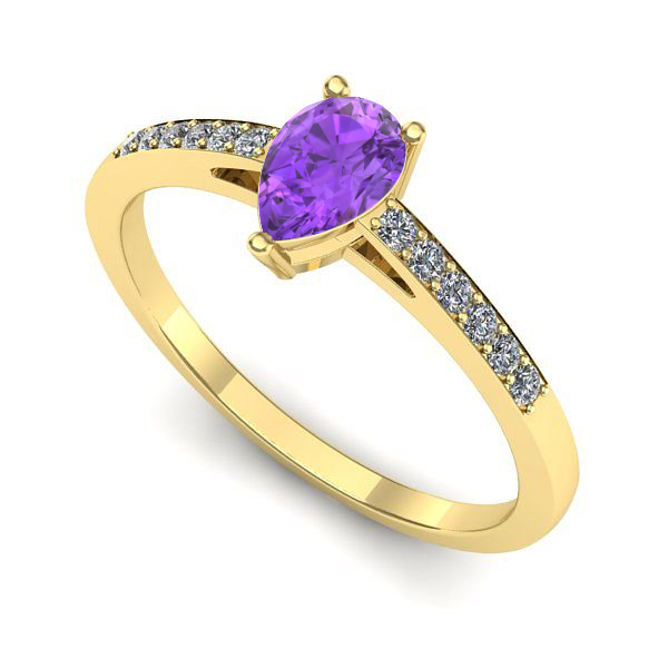 Inel din aur galben cu ametist