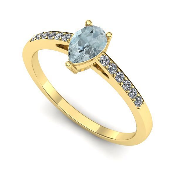 Inel din aur galben cu aquamarin