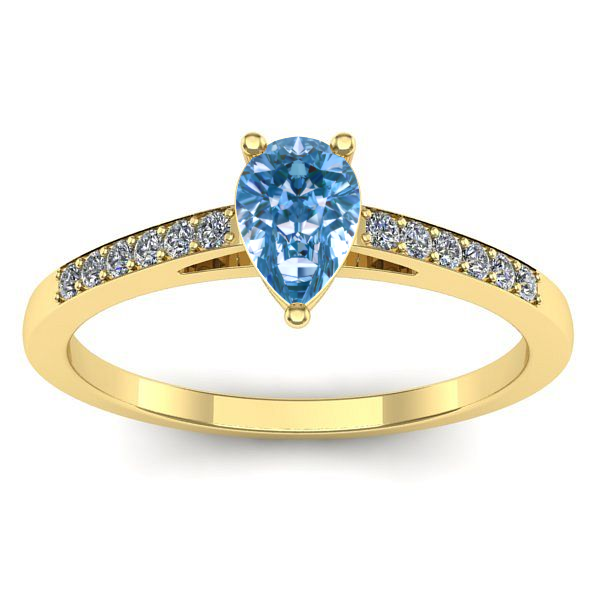 Inel logodna cu diamant de laborator albastru lacrima