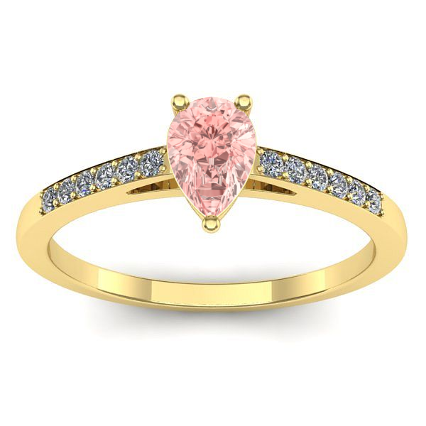 Inel cu diamant de laborator roz lacrima