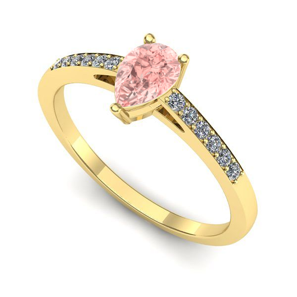 Inel logodna din aur galben cu diamant de laborator roz