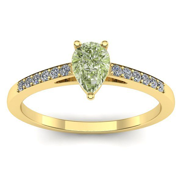 Inel cu diamant de laborator verde lacrima