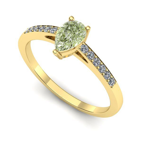 Inel din aur galben cu diamant de laborator verde
