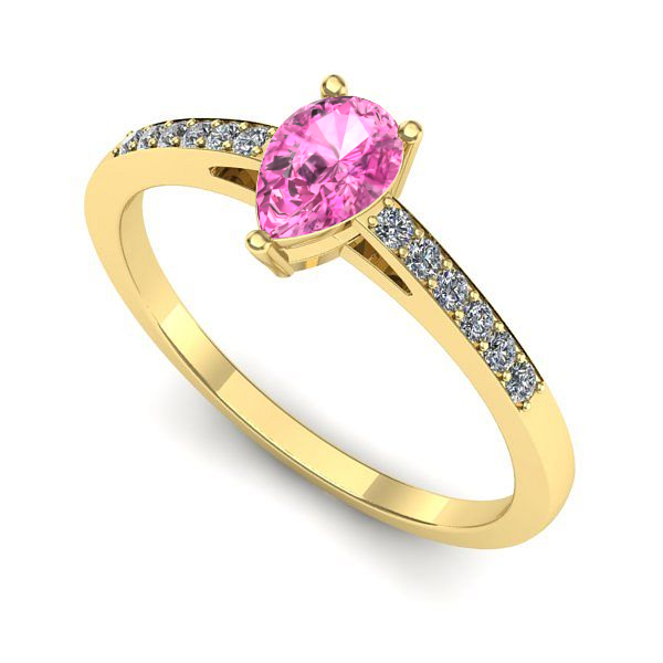 Inel din aur galben cu safir roz