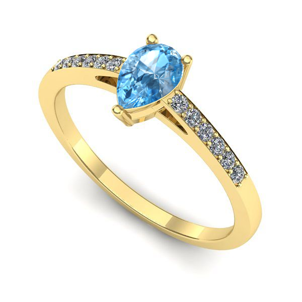 Inel de logodna din aur galben cu topaz blue