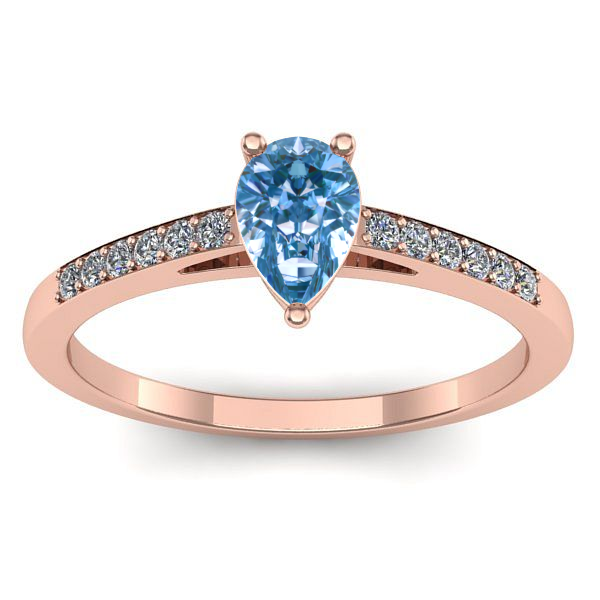 Inel logodna cu diamant de laborator albastru lacrima