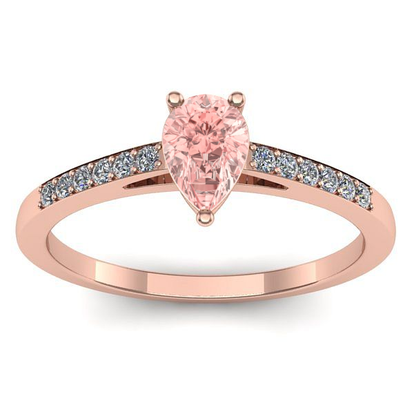 Inel cu diamant de laborator roz lacrima