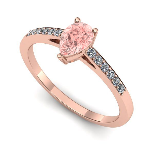 Inel logodna din aur roz cu diamant de laborator roz