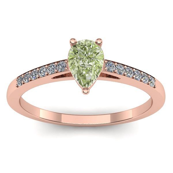 Inel de logodna cu diamant de laborator verde lacrima