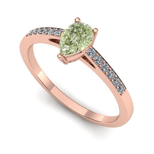 Inel de logodna din aur roz cu diamant de laborator verde