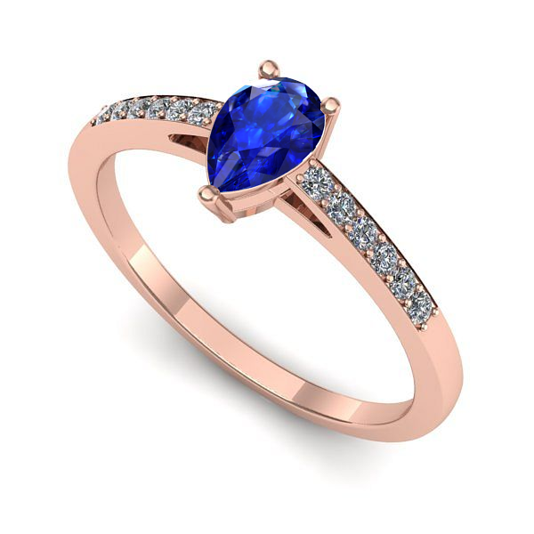 Inel logodna din aur roz cu safir