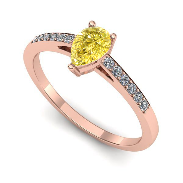 Inel de logodna din aur roz cu safir galben