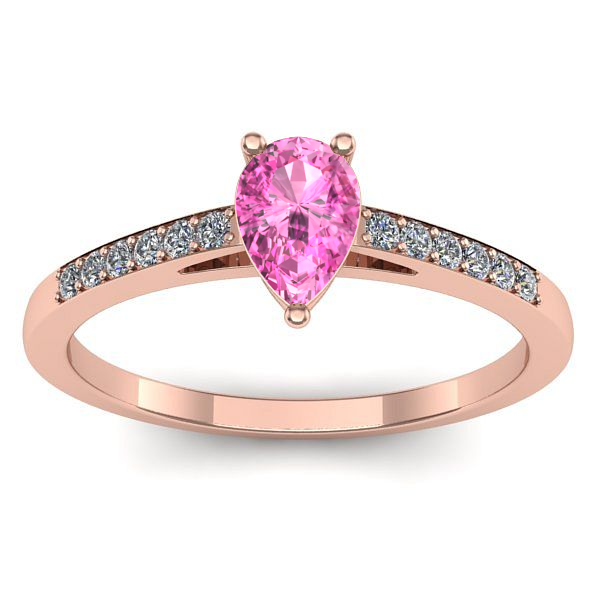 Inel logodna cu safir roz lacrima