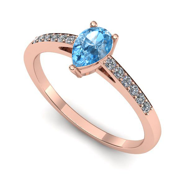 Inel din aur roz cu topaz blue
