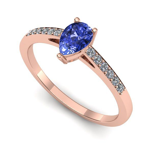 Inel de logodna din aur roz cu tanzanit