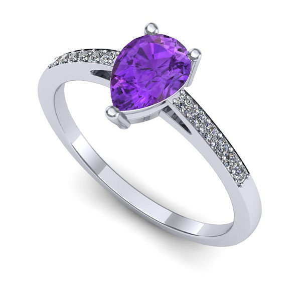 Inel din aur alb cu ametist