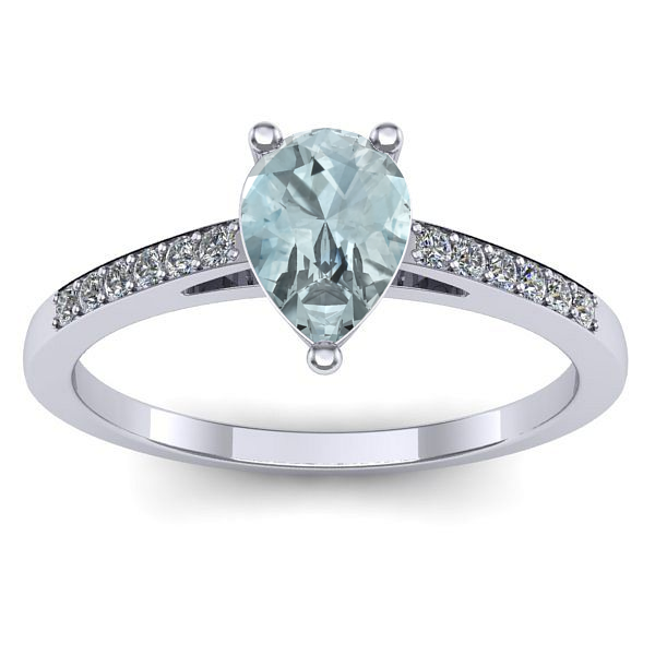 Inel de logodna cu aquamarin lacrima
