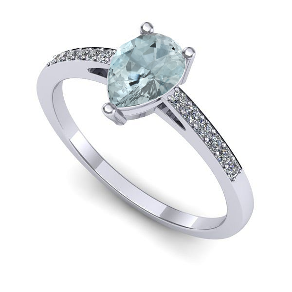 Inel din aur alb cu aquamarin