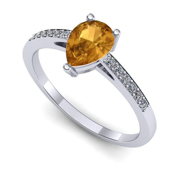 Inel de logodna din aur alb cu citrin