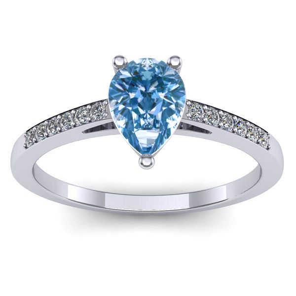 Inel cu diamant de laborator albastru lacrima