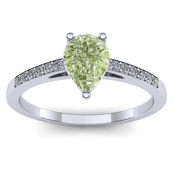 Inel cu diamant de laborator verde lacrima