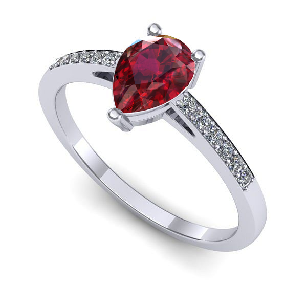 Inel din aur alb cu rubin