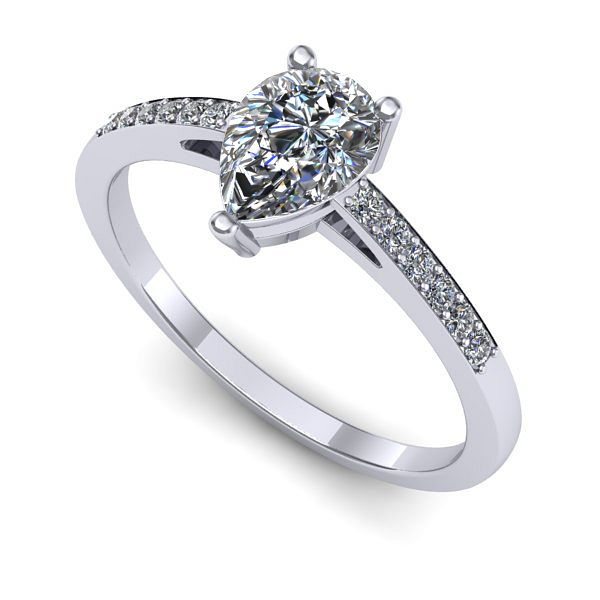 Inel din aur alb cu diamant de laborator