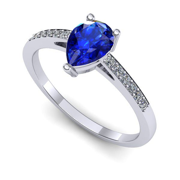 Inel logodna din aur alb cu safir