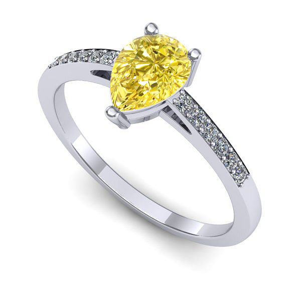 Inel din aur alb cu safir galben