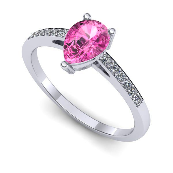 Inel din aur alb cu safir roz