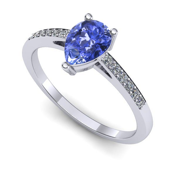 Inel logodna din aur alb cu tanzanit
