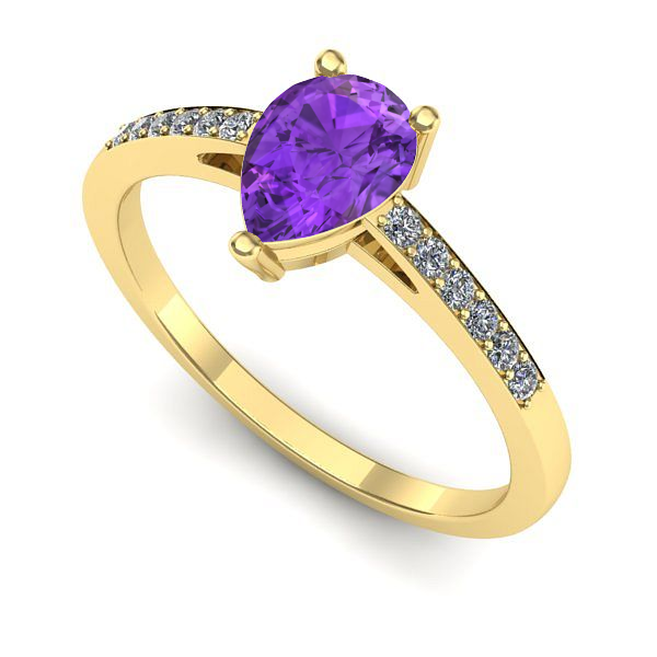 Inel din aur galben cu ametist