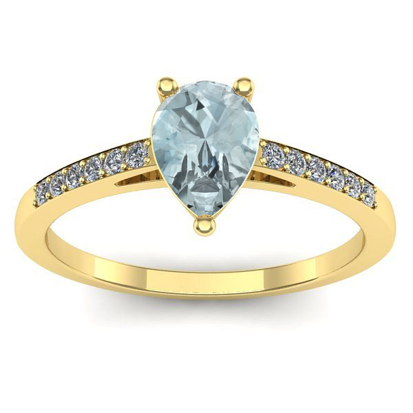 Inel de logodna cu aquamarin lacrima
