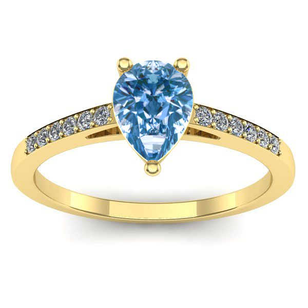 Inel cu diamant de laborator albastru lacrima