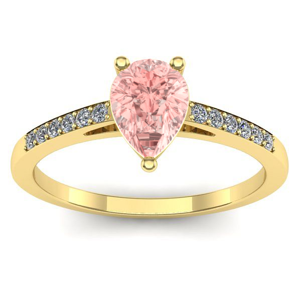 Inel cu diamant de laborator roz lacrima