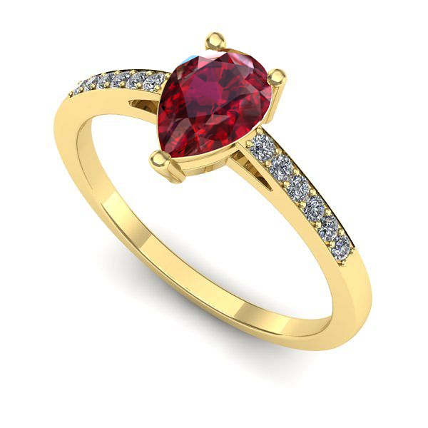 Inel de logodna din aur galben cu rubin