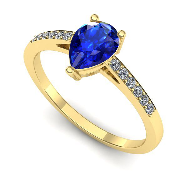 Inel logodna din aur galben cu safir