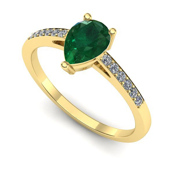 Inel de logodna din aur galben cu smarald