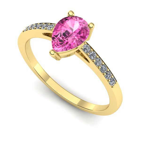 Inel logodna din aur galben cu safir roz