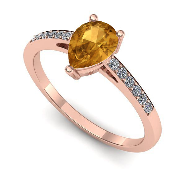 Inel de logodna din aur roz cu citrin