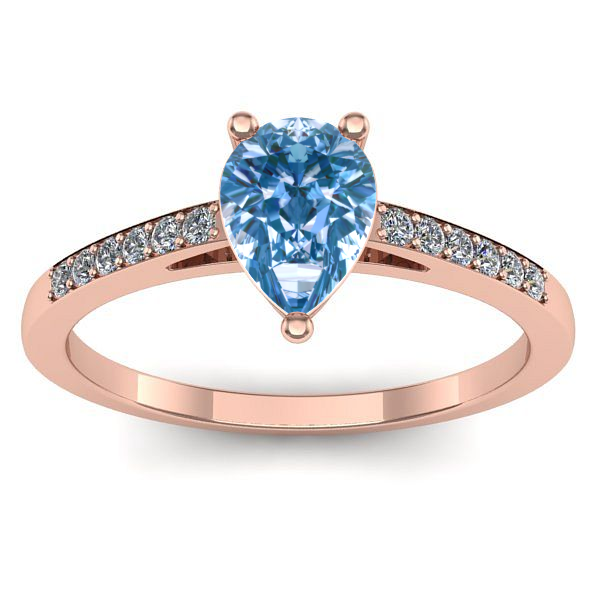 Inel de logodna cu diamant de laborator albastru lacrima