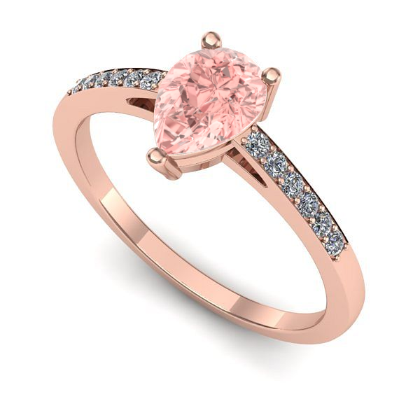 Inel de logodna din aur roz cu diamant de laborator roz