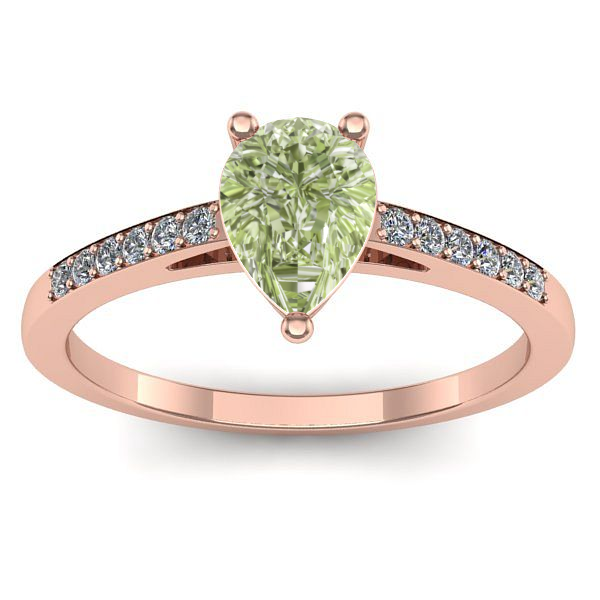 Inel de logodna cu diamant de laborator verde lacrima